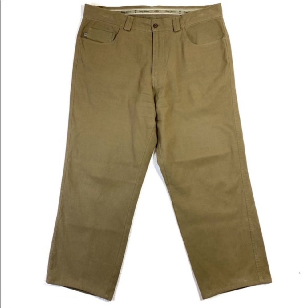 Tommy Bahama Tan Silk Blend Relaxed Straight Leg Pant Mens Size 36 HEMMED Short